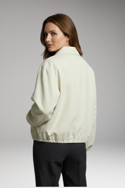 Women's Bomber Jacket Elastic Hem Side Pockets