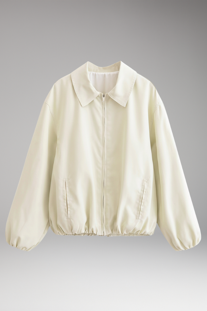 Women's Bomber Jacket Elastic Hem Side Pockets - VibreMode