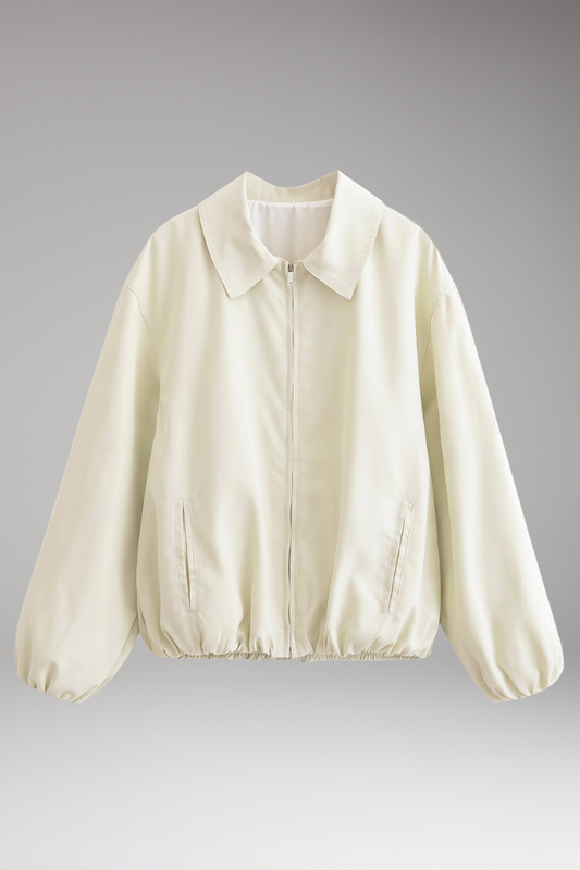 Women's Bomber Jacket Elastic Hem Side Pockets - VibreMode