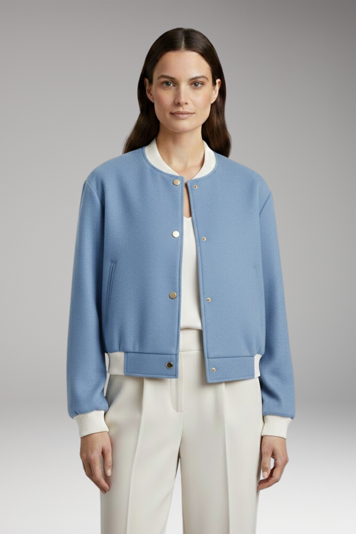 Women's Bomber Jacket Elastic Waistband Contrast Details