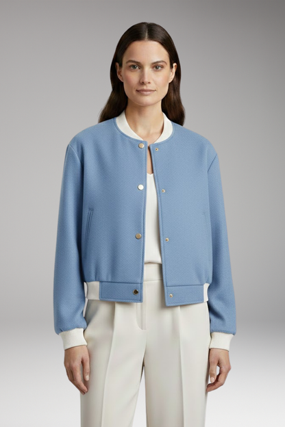 Women's Bomber Jacket Elastic Waistband Contrast Details