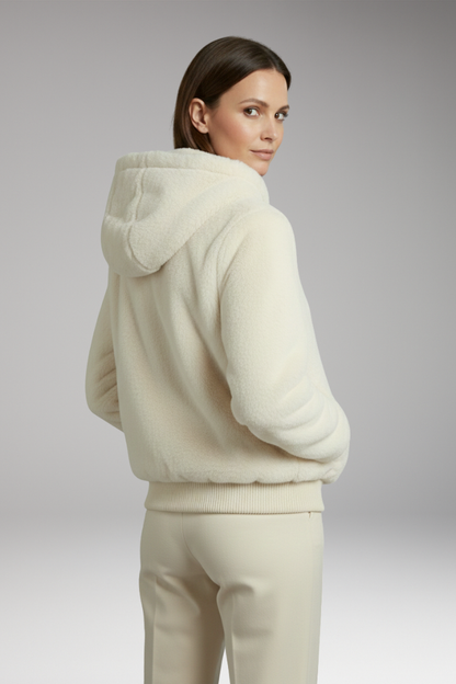 Women's Faux Fur Bomber Jacket Zipper Closure