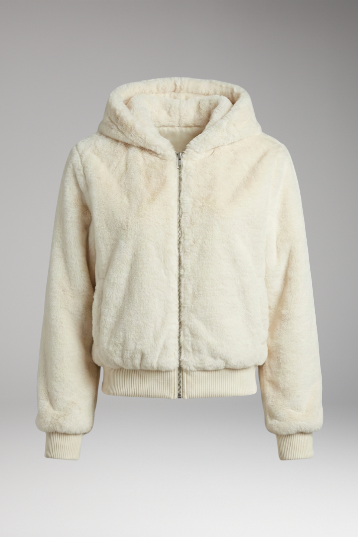 Women's Faux Fur Bomber Jacket Zipper Closure - VibreMode