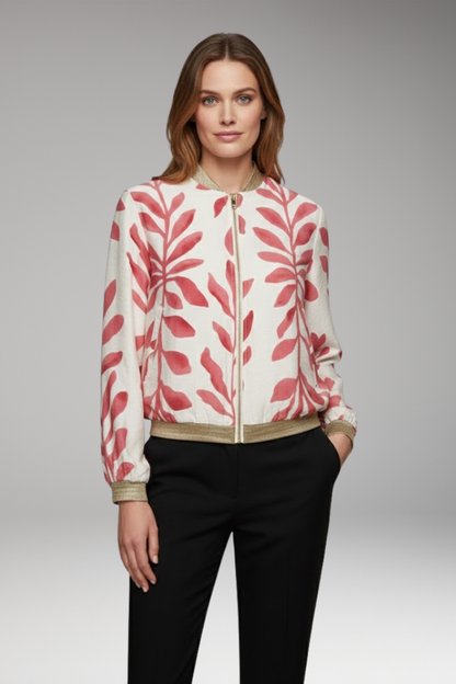Women's Floral Bomber Jacket Seam Stitched Pockets