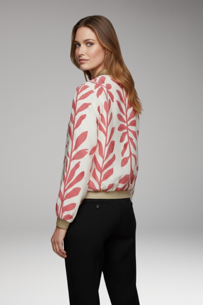 Women's Floral Bomber Jacket Seam Stitched Pockets