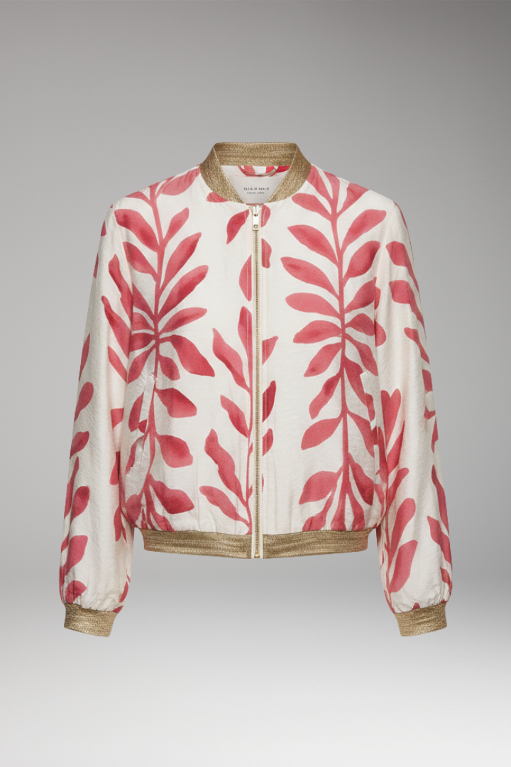 Women's Floral Bomber Jacket Seam Stitched Pockets - VibreMode