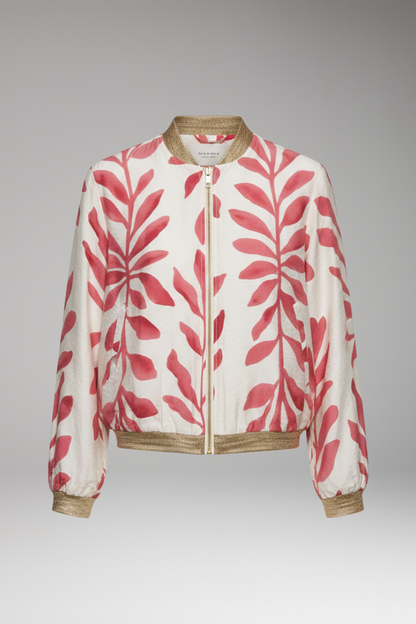 Women's Floral Bomber Jacket Seam Stitched Pockets - VibreMode