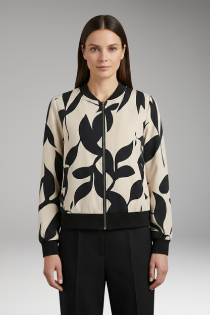 Women's Floral Bomber Jacket Elastic Cuffs