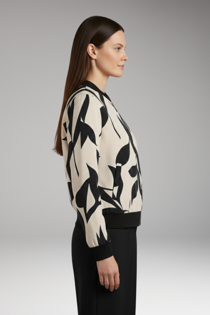 Women's Floral Bomber Jacket Elastic Cuffs