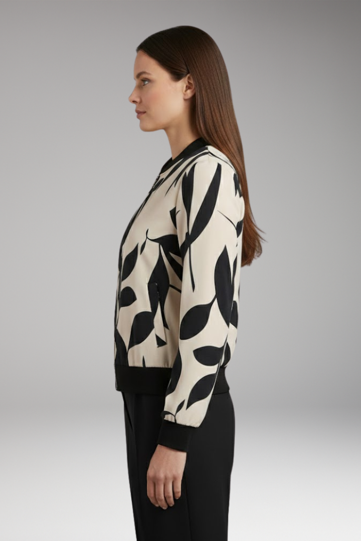 Women's Floral Bomber Jacket Elastic Cuffs