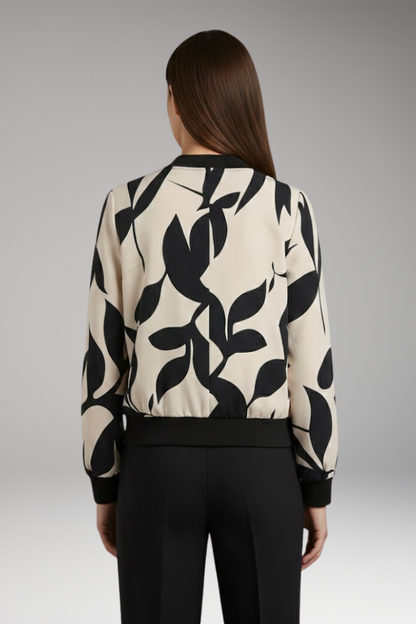 Women's Floral Bomber Jacket Elastic Cuffs