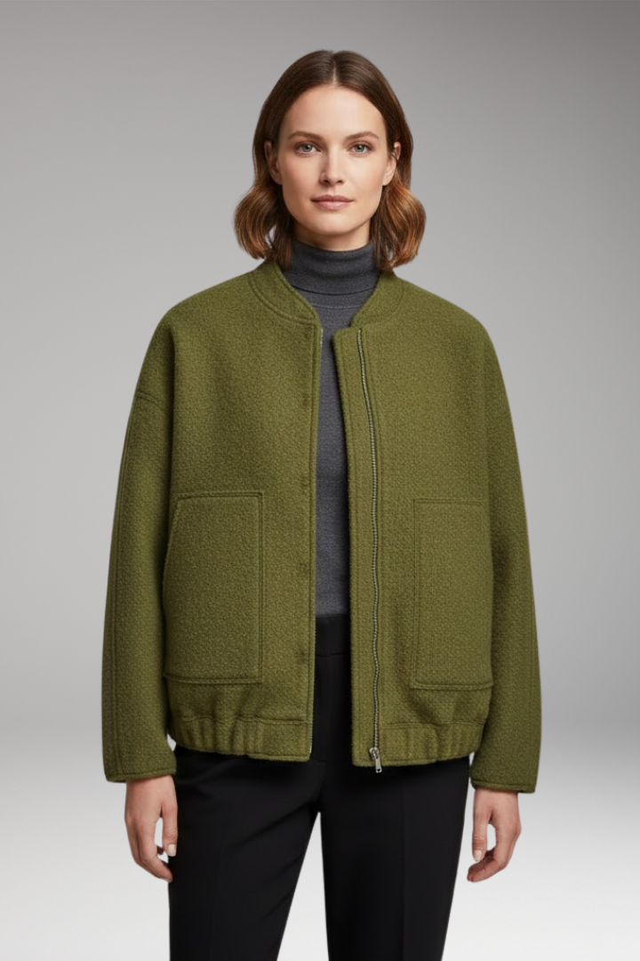 Women's Bomber Jacket Long Sleeve Front Zip