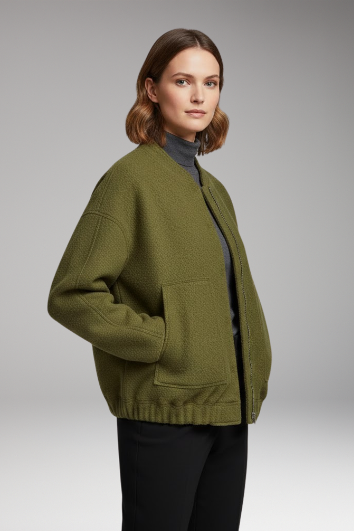 Women's Bomber Jacket Long Sleeve Front Zip