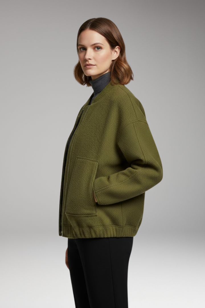 Women's Bomber Jacket Long Sleeve Front Zip