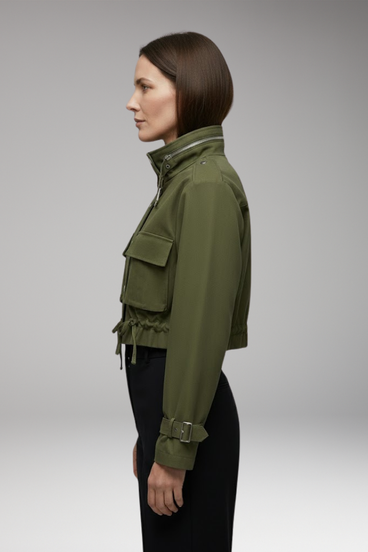 Women's Bomber Jacket Long Sleeve Front Zip