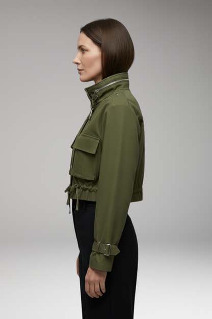 Women's Bomber Jacket Long Sleeve Front Zip
