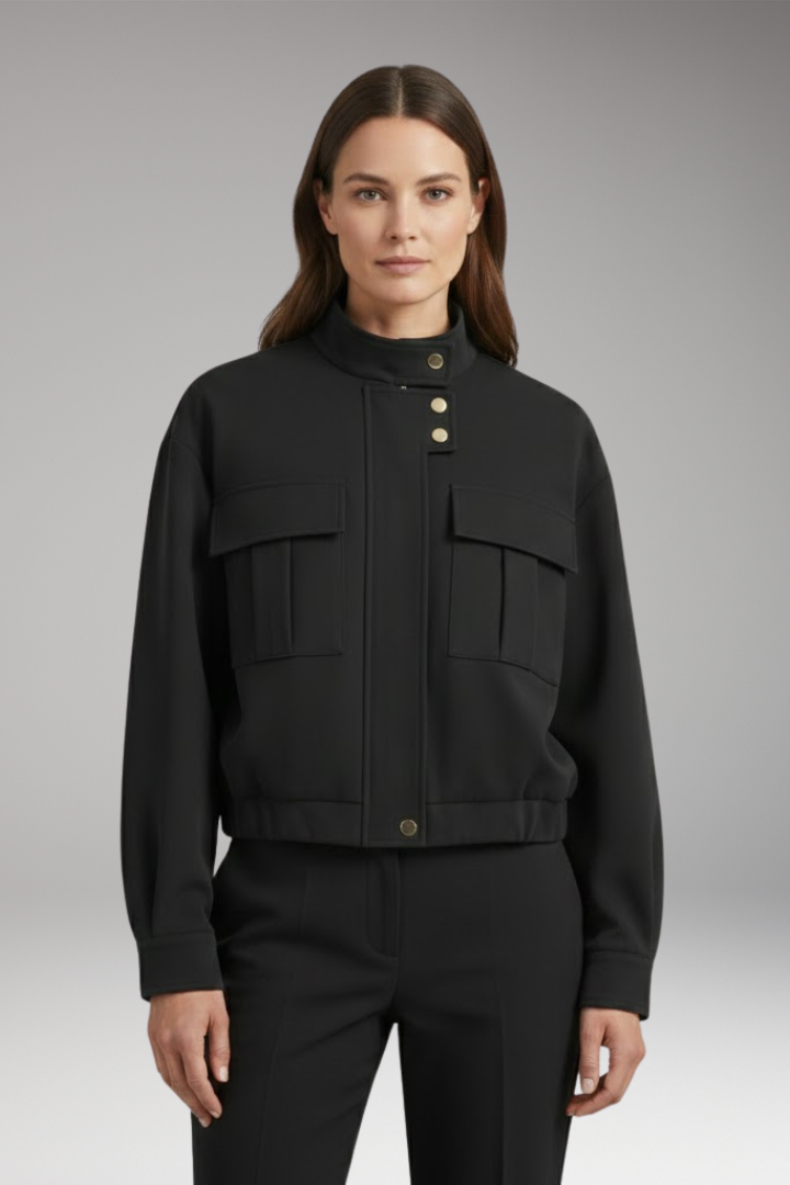 Women's Bomber Jacket Front Zip Pocket