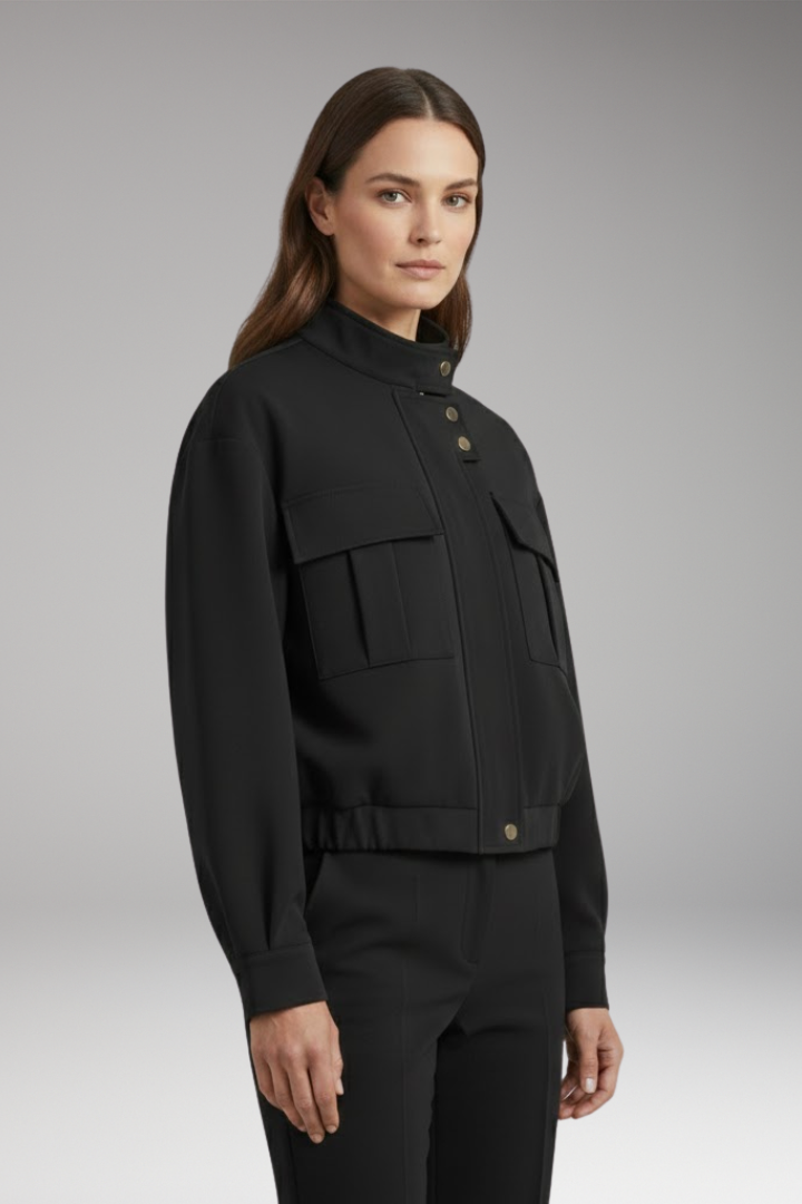 Women's Bomber Jacket Front Zip Pocket
