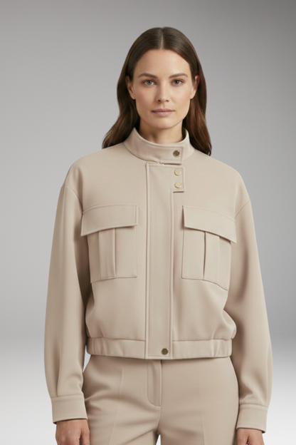 Women's Bomber Jacket Front Zip Pocket