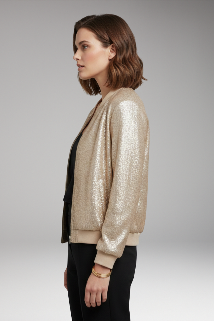 Women's Bomber Jacket Front Zip Side Pockets