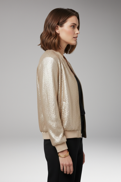 Women's Bomber Jacket Front Zip Side Pockets