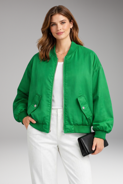 Women's Bomber Jacket Front Zip Oversized