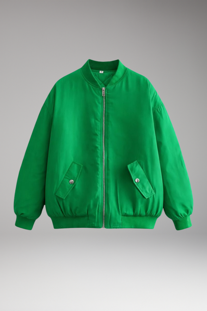 Women's Bomber Jacket Front Zip Oversized - VibreMode
