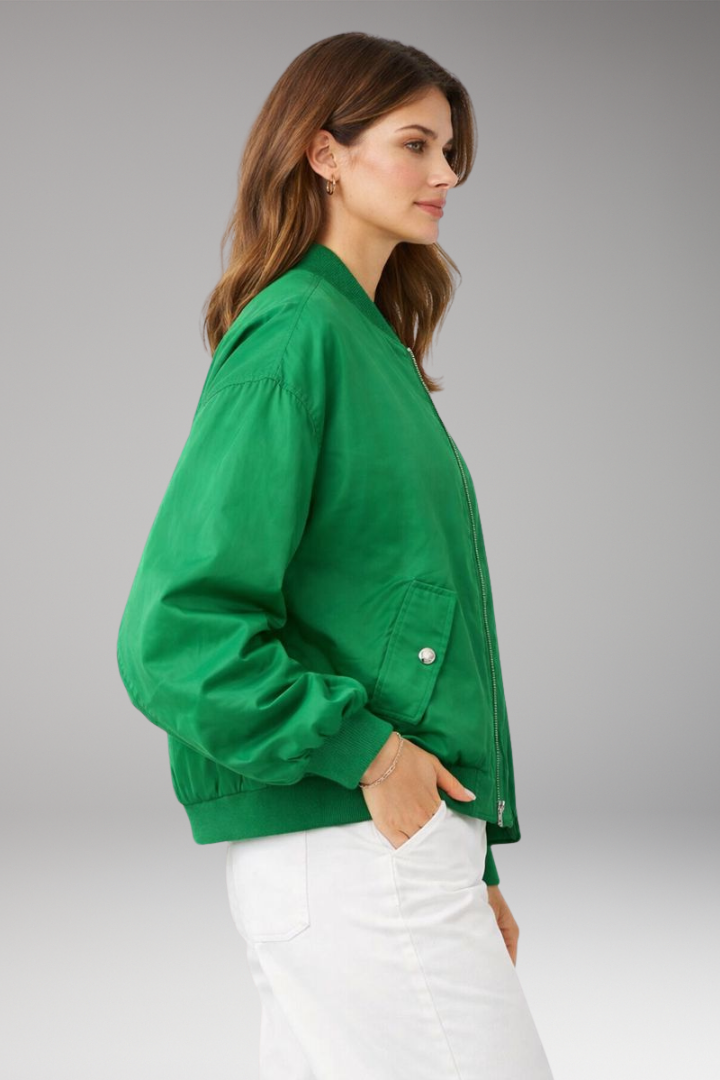 Women's Bomber Jacket Front Zip Oversized