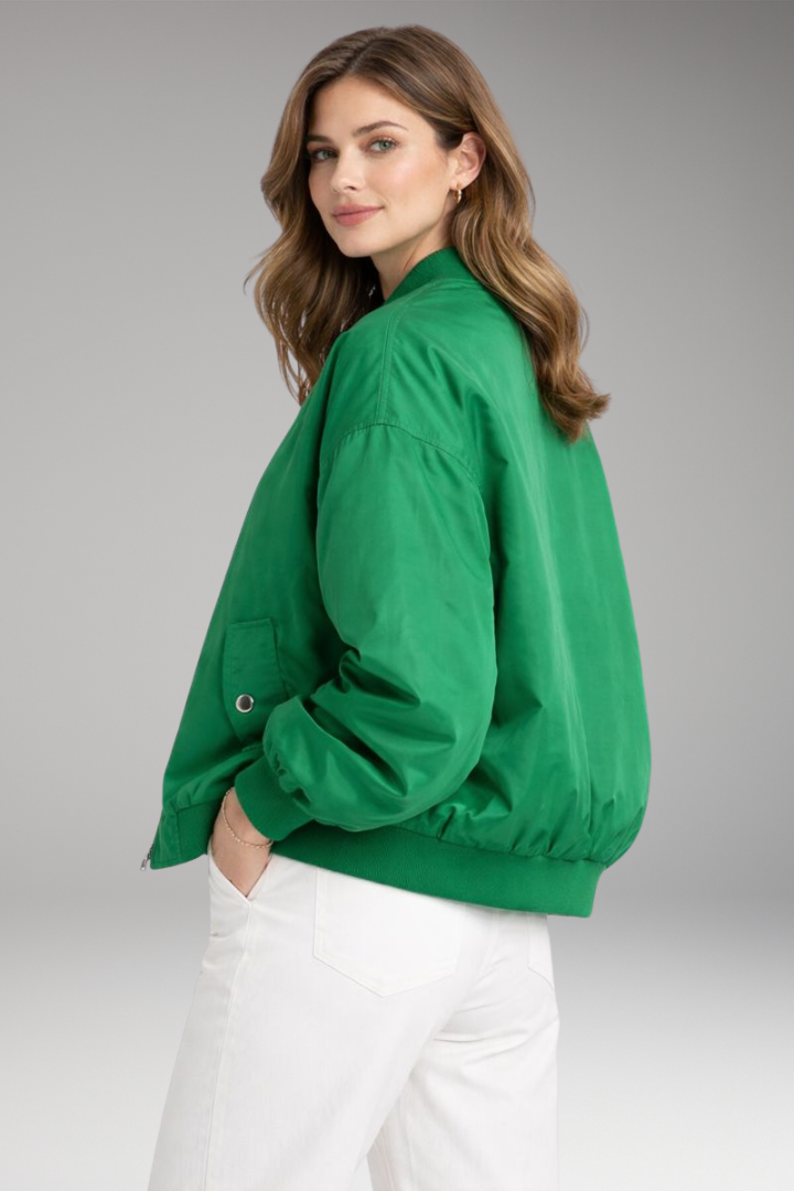 Women's Bomber Jacket Front Zip Oversized