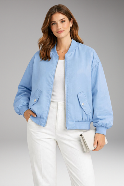 Women's Bomber Jacket Front Zip Oversized