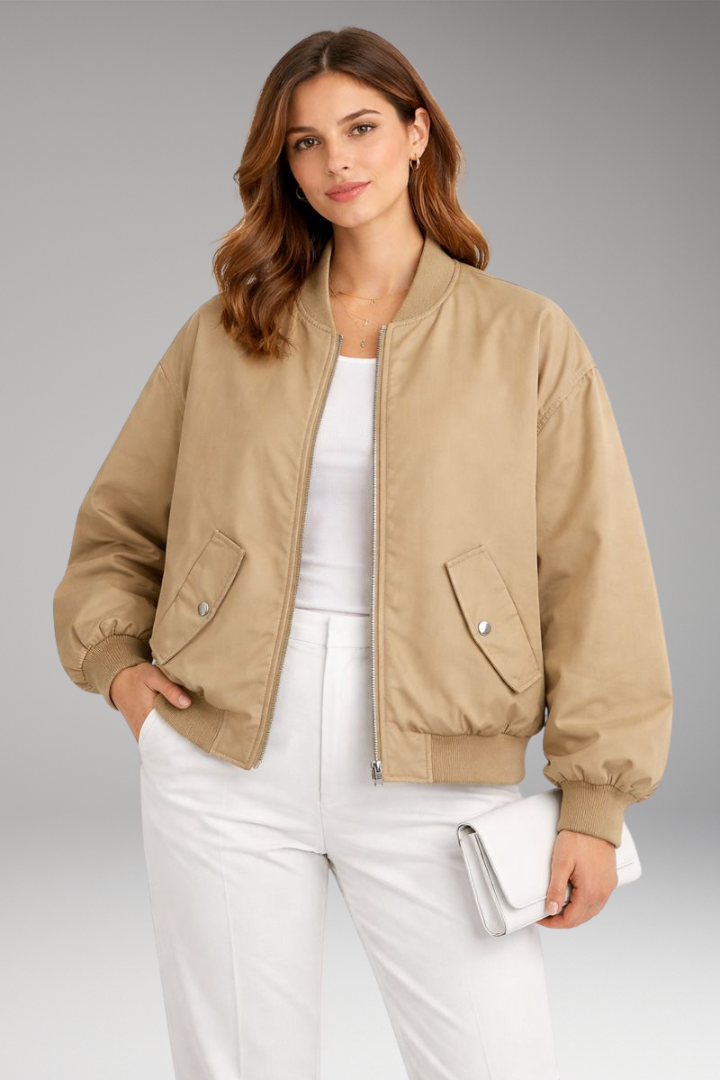 Women's Bomber Jacket Front Zip Oversized