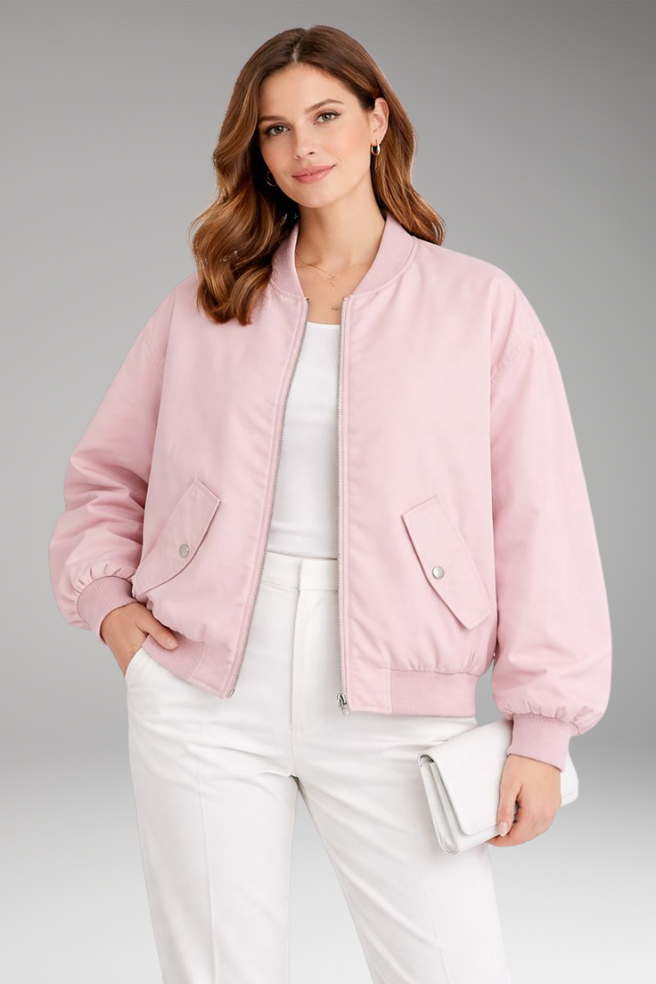 Women's Bomber Jacket Front Zip Oversized