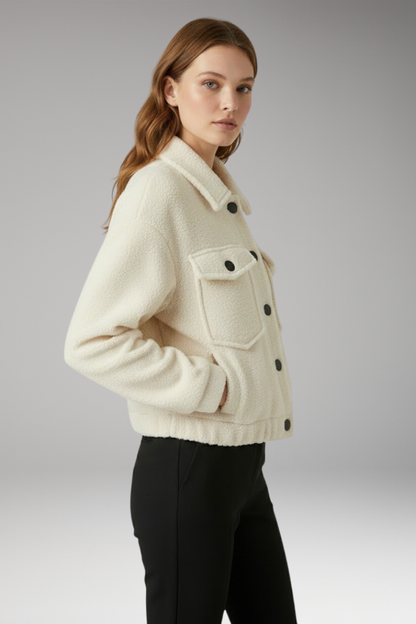Women's Bomber Jacket Front Zipper Side Pockets