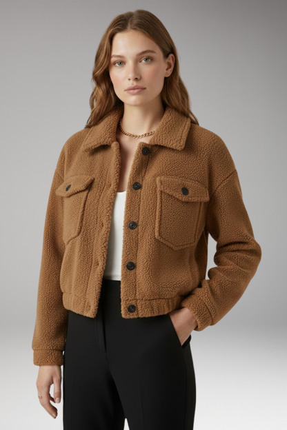 Women's Bomber Jacket Front Zipper Side Pockets
