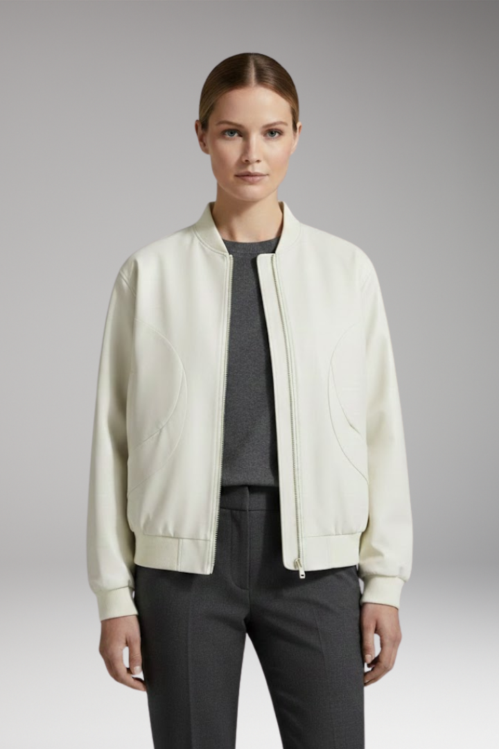 Women's Bomber Jacket Full-Zip Elastic Cuffs