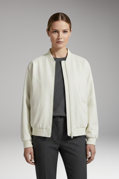 Women's Bomber Jacket Full-Zip Elastic Cuffs