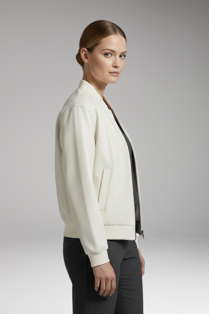 Women's Bomber Jacket Full-Zip Elastic Cuffs