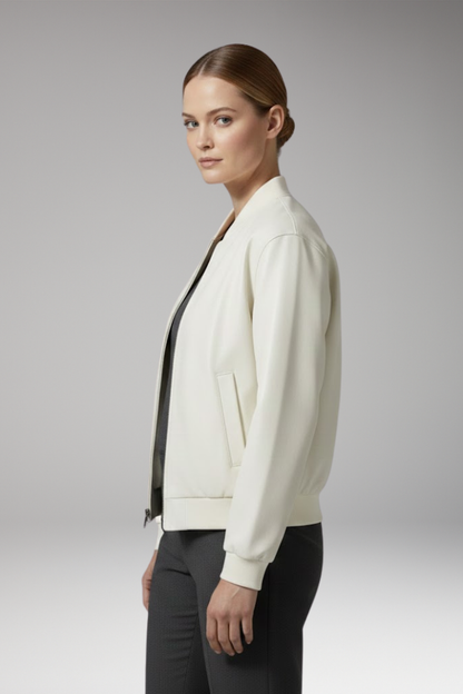 Women's Bomber Jacket Full-Zip Elastic Cuffs