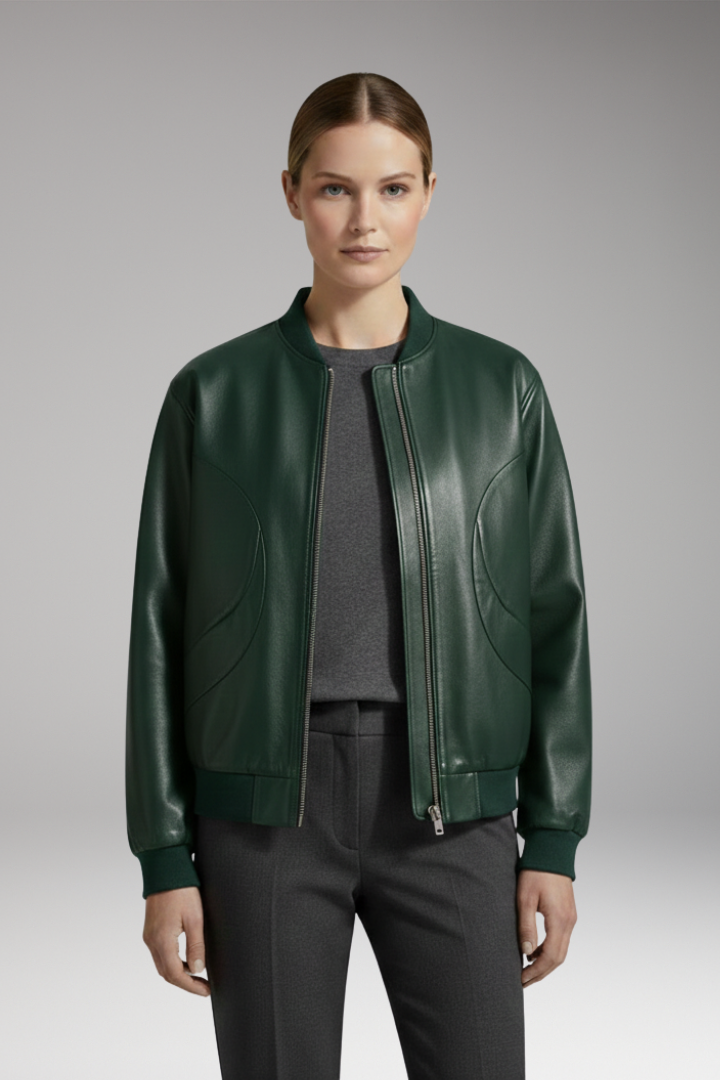 Women's Bomber Jacket Full-Zip Elastic Cuffs
