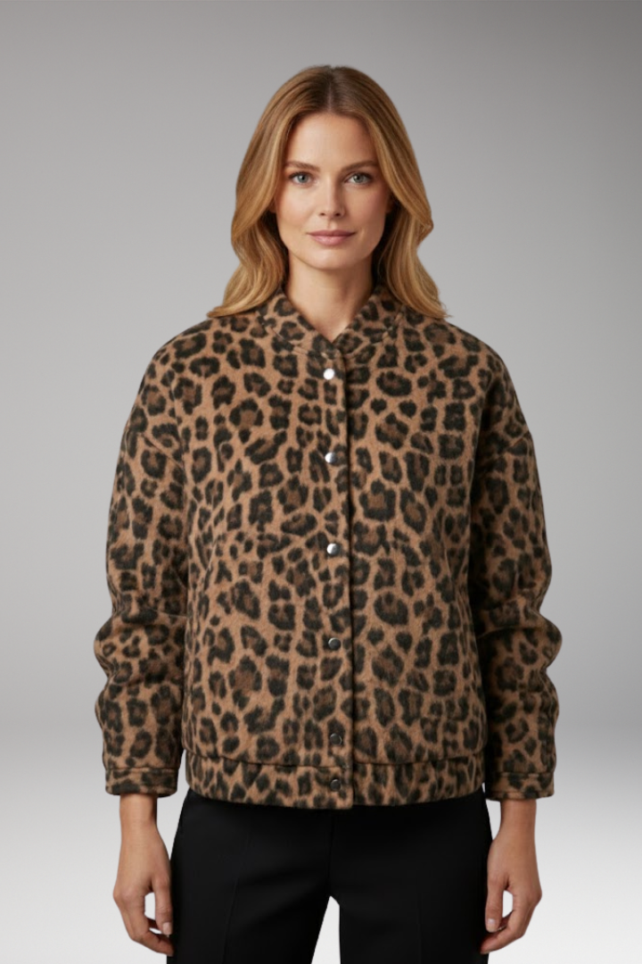 Women's Bomber Jacket Gathered Sleeves Front Zipper
