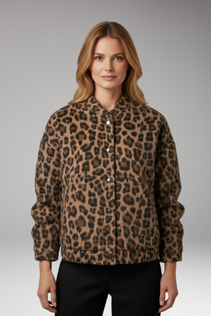 Women's Bomber Jacket Gathered Sleeves Front Zipper