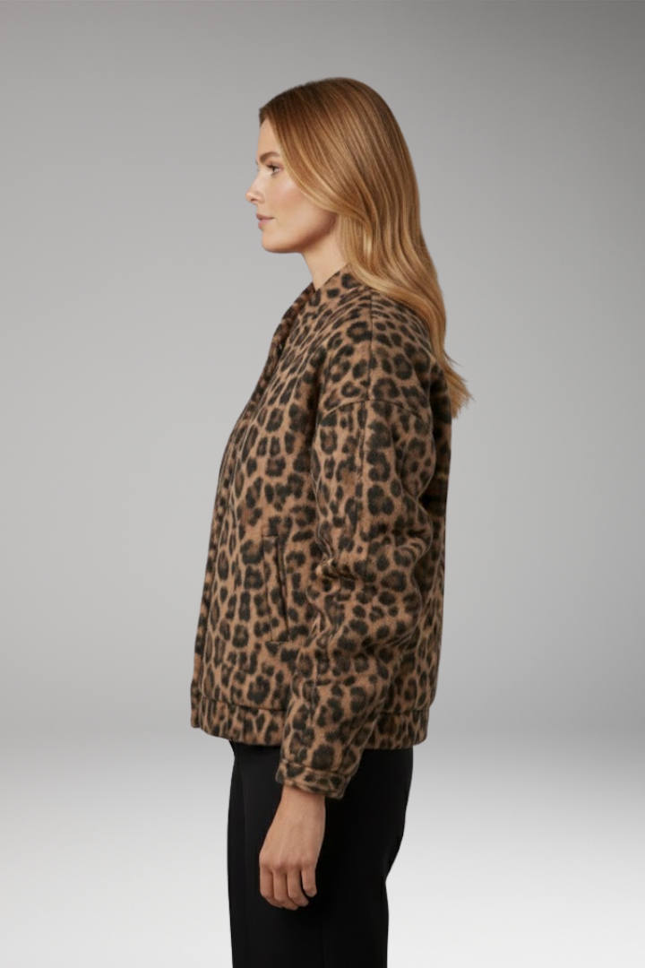 Women's Bomber Jacket Gathered Sleeves Front Zipper