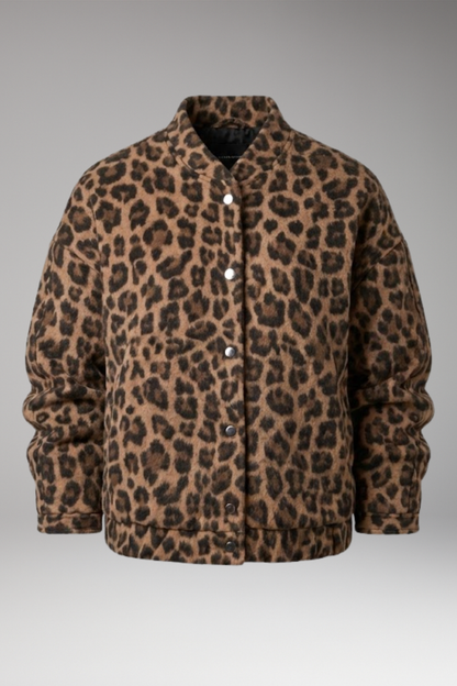 Women's Bomber Jacket Gathered Sleeves Front Zipper - VibreMode