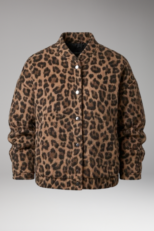 Women's Bomber Jacket Gathered Sleeves Front Zipper - VibreMode