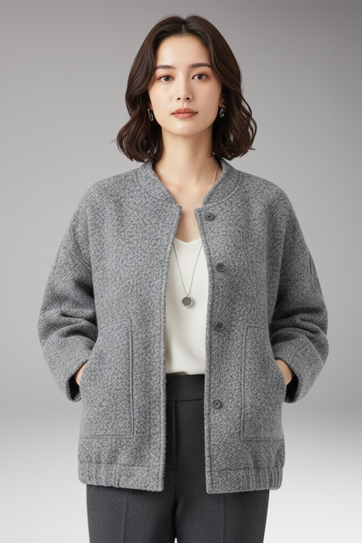 Women's Bomber Jacket Hidden Button Closure