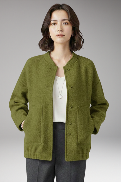 Women's Bomber Jacket Hidden Button Closure