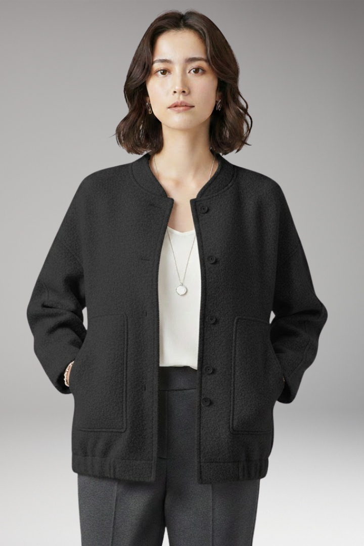 Women's Bomber Jacket Hidden Button Closure