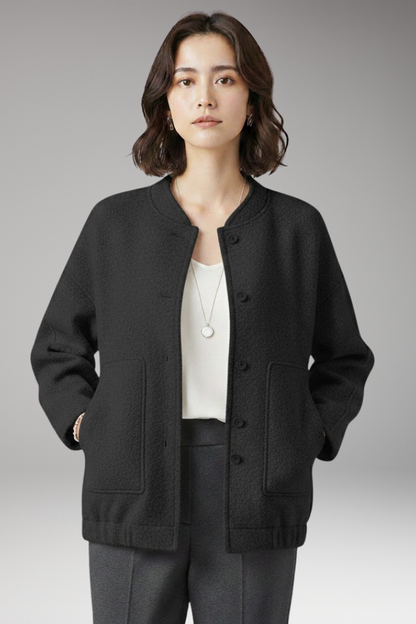Women's Bomber Jacket Hidden Button Closure