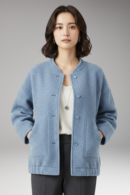 Women's Bomber Jacket Hidden Button Closure