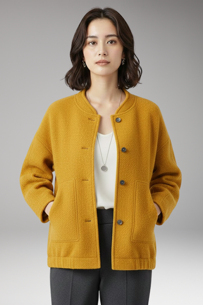 Women's Bomber Jacket Hidden Button Closure
